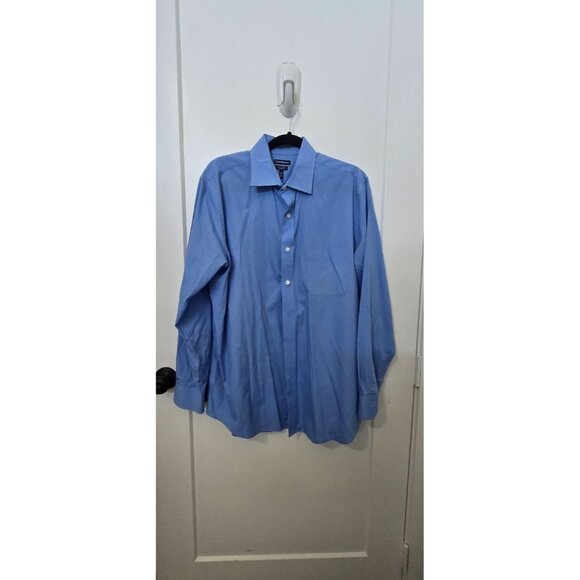 Mens Croft & Barrow Easy Care Classic Fit Blue Dress Shirt Size 17 34/35 - Picture 1 of 3